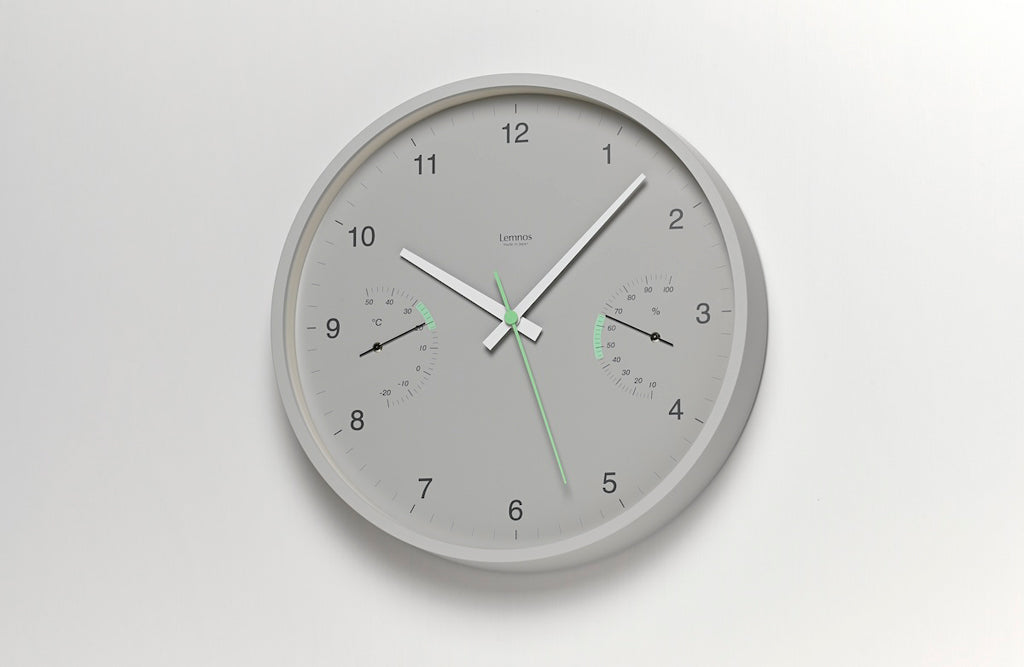 Lemnos BROTE（ブローテ）グレー 温湿度計付 壁掛け時計 LC24-05 GY