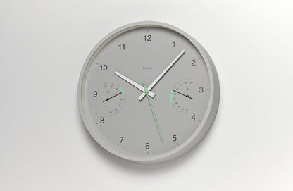 Lemnos BROTE（ブローテ）グレー 温湿度計付 壁掛け時計 LC24-05 GY