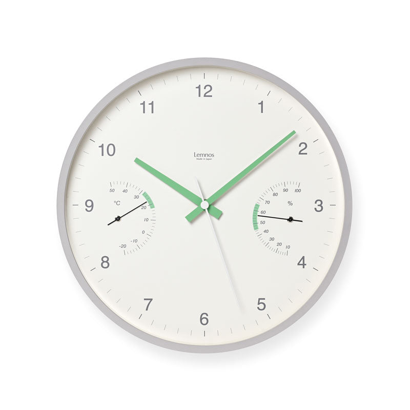 Lemnos BROTE（ブローテ）ホワイト 温湿度計付 壁掛け時計 LC24-05 WH