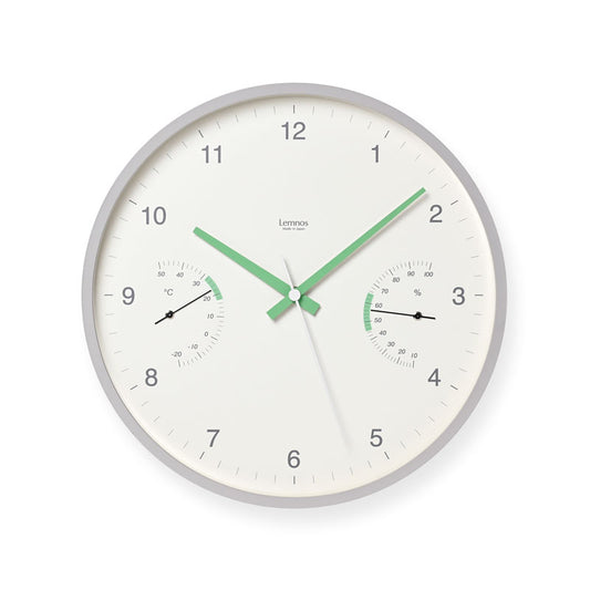 Lemnos BROTE（ブローテ）ホワイト 温湿度計付 壁掛け時計 LC24-05 WH