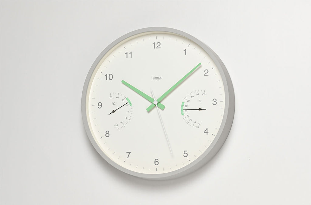 Lemnos BROTE（ブローテ）ホワイト 温湿度計付 壁掛け時計 LC24-05 WH