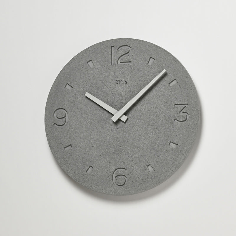 Lemnos 珪藻土の時計（掻き落とし） グレー 掛け時計 NY21-03 GY