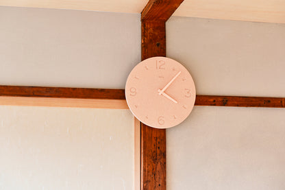 Lemnos 珪藻土の時計（掻き落とし） ピンク 掛け時計 NY21-03 PK