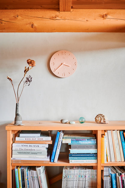 Lemnos 珪藻土の時計（掻き落とし） ピンク 掛け時計 NY21-03 PK