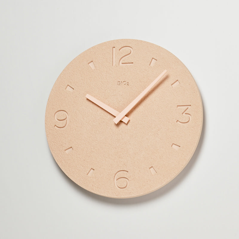 Lemnos 珪藻土の時計（掻き落とし） ピンク 掛け時計 NY21-03 PK