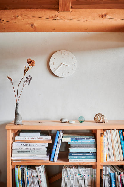 Lemnos 珪藻土の時計（掻き落とし） ホワイト 掛け時計 NY21-03 WH