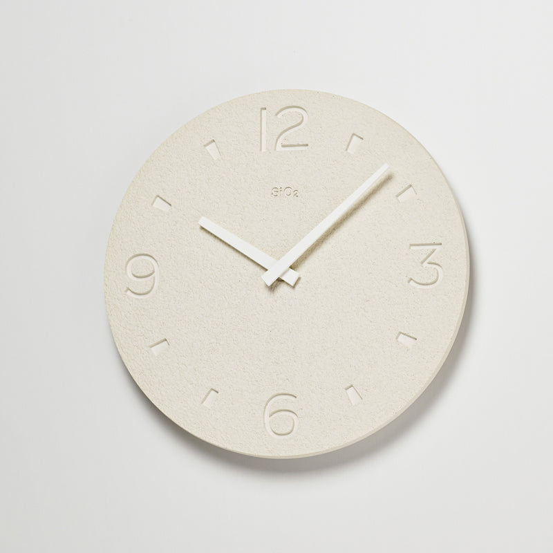 Lemnos 珪藻土の時計（掻き落とし） ホワイト 掛け時計 NY21-03 WH