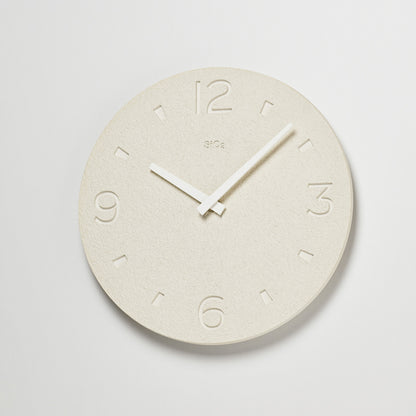 Lemnos 珪藻土の時計（掻き落とし） ホワイト 掛け時計 NY21-03 WH