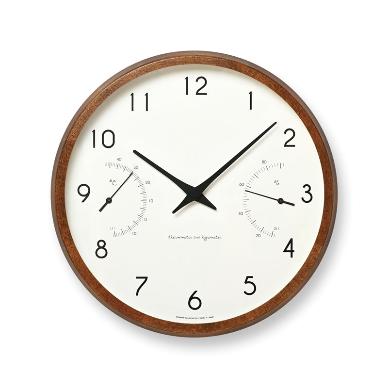 Lemnos Campagne air（カンパーニュ エール）ナチュラル/ブラウン 温湿度計付 掛け時計  PC17-05