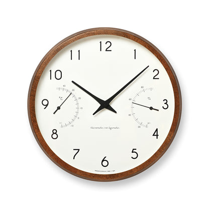 Lemnos Campagne air（カンパーニュ エール）ナチュラル/ブラウン 温湿度計付 掛け時計  PC17-05