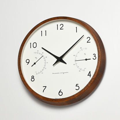 Lemnos Campagne air（カンパーニュ エール）ナチュラル/ブラウン 温湿度計付 掛け時計  PC17-05