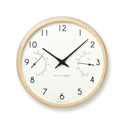 Lemnos Campagne air（カンパーニュ エール）ナチュラル/ブラウン 温湿度計付 掛け時計  PC17-05