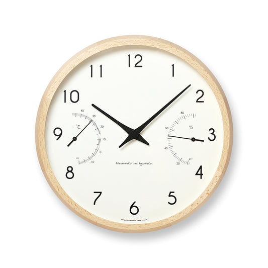 Lemnos Campagne air（カンパーニュ エール）ナチュラル/ブラウン 温湿度計付 掛け時計  PC17-05