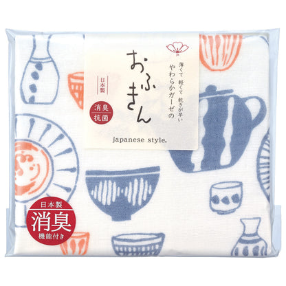 japanese style やわらかガーゼのふきん 日本製 泉州 抗菌防臭コットン使用 全8種  ループ付き