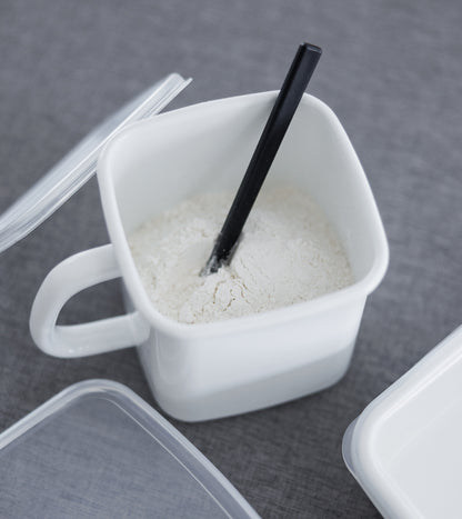 野田琺瑯 White Series 持ち手付 ストッカー《 角型 L 》 シール蓋付  日本製