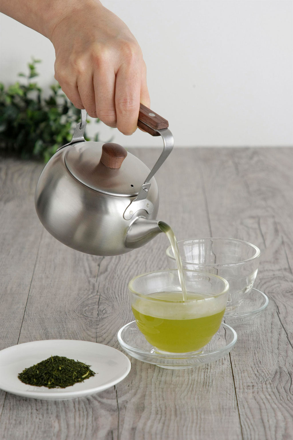 茶考具 2点Dセット（急須 木柄・茶筒） ステンレス製 日本製