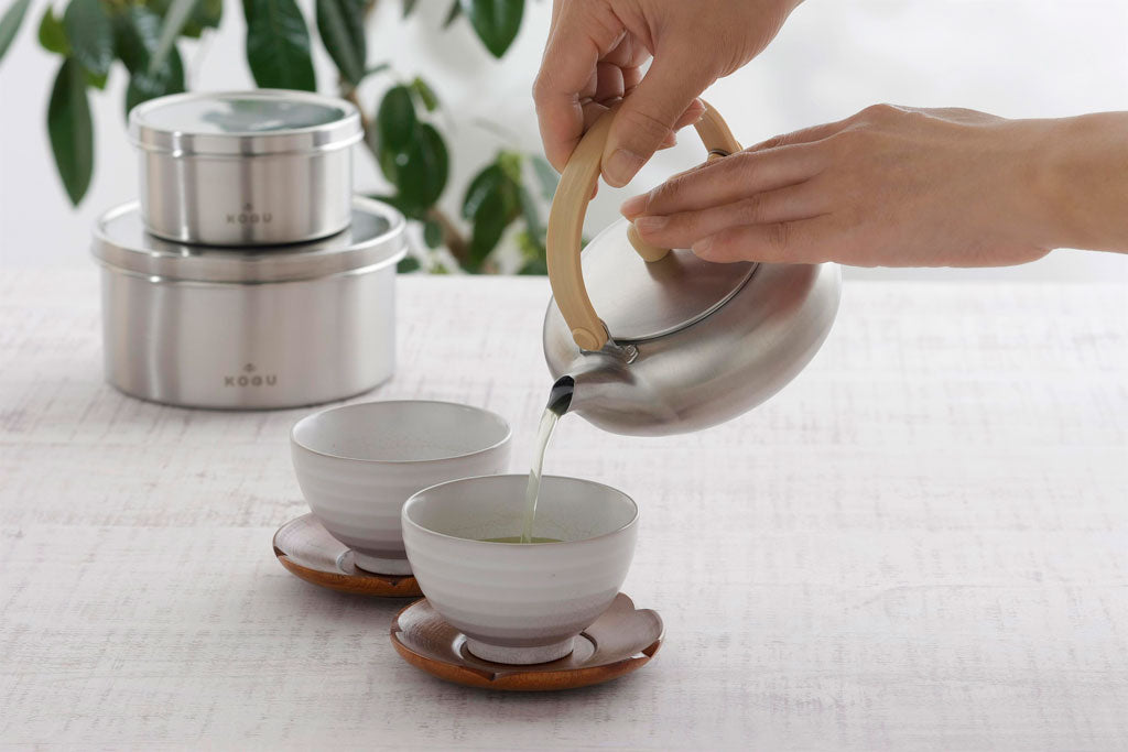 茶考具 平型急須 つる手 茶こし付き ステンレス製 日本製 – 佐藤商会