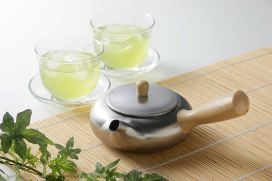茶考具 平型急須 横手 茶こし付き ステンレス製 日本製
