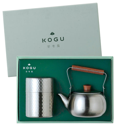 茶考具 2点Dセット（急須 木柄・茶筒） ステンレス製 日本製