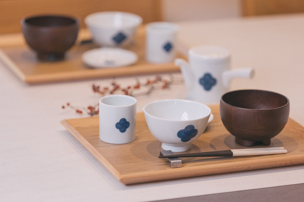 柳 宗理 / 柳 和食器シリーズ 5寸皿 15cm【古白磁 染付紋・渦】